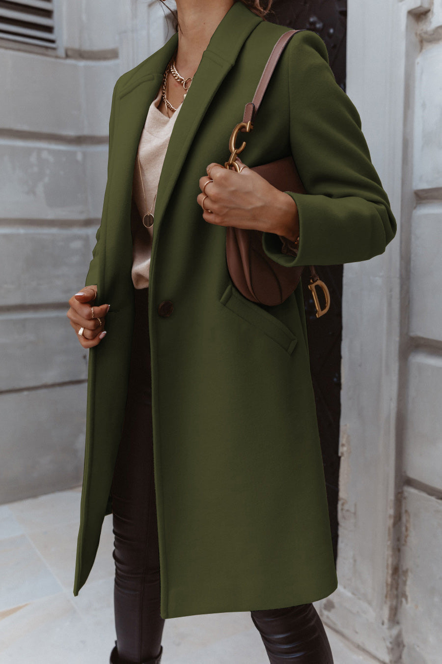 Damen Burgunder Eleganter Wintermantel