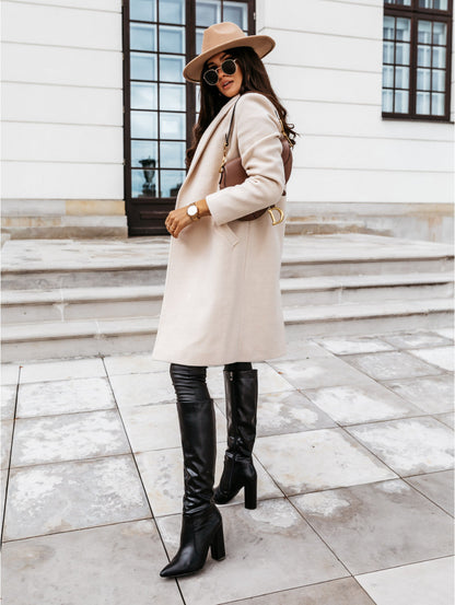 Damen Burgunder Eleganter Wintermantel