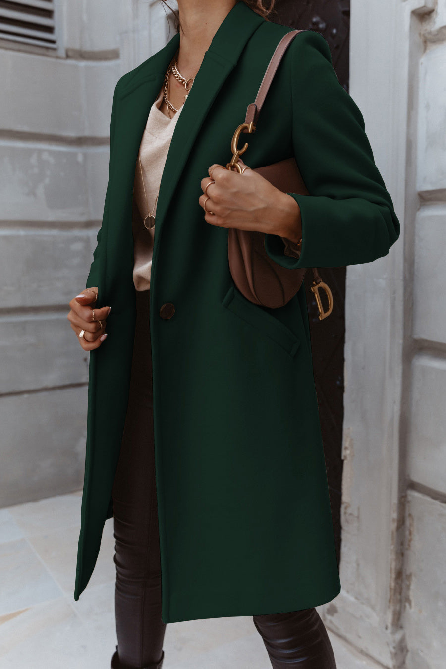 Damen Burgunder Eleganter Wintermantel