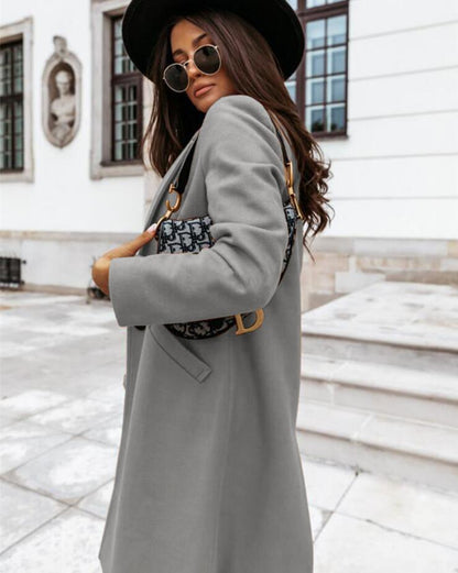 Damen Burgunder Eleganter Wintermantel