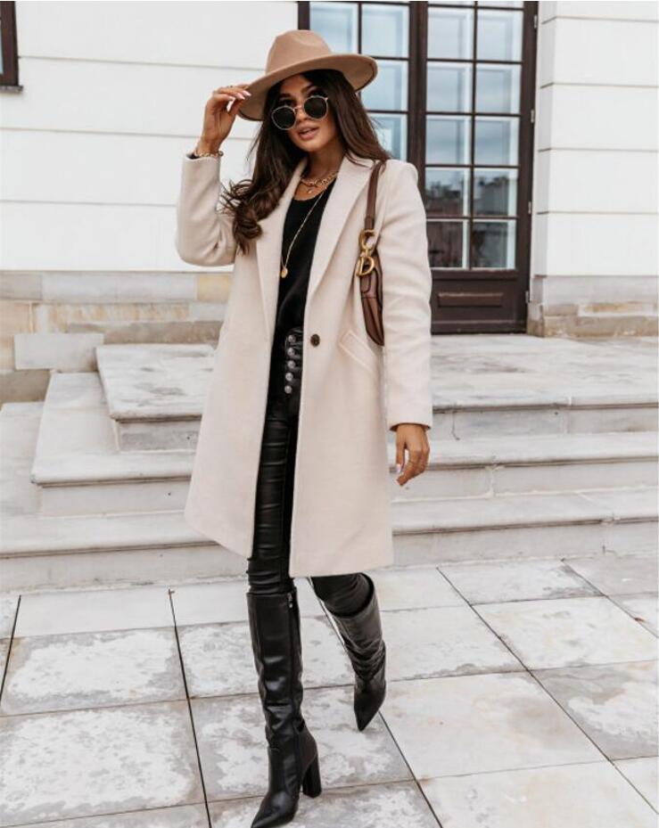 Damen Burgunder Eleganter Wintermantel