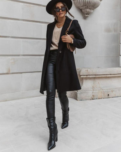 Damen Burgunder Eleganter Wintermantel