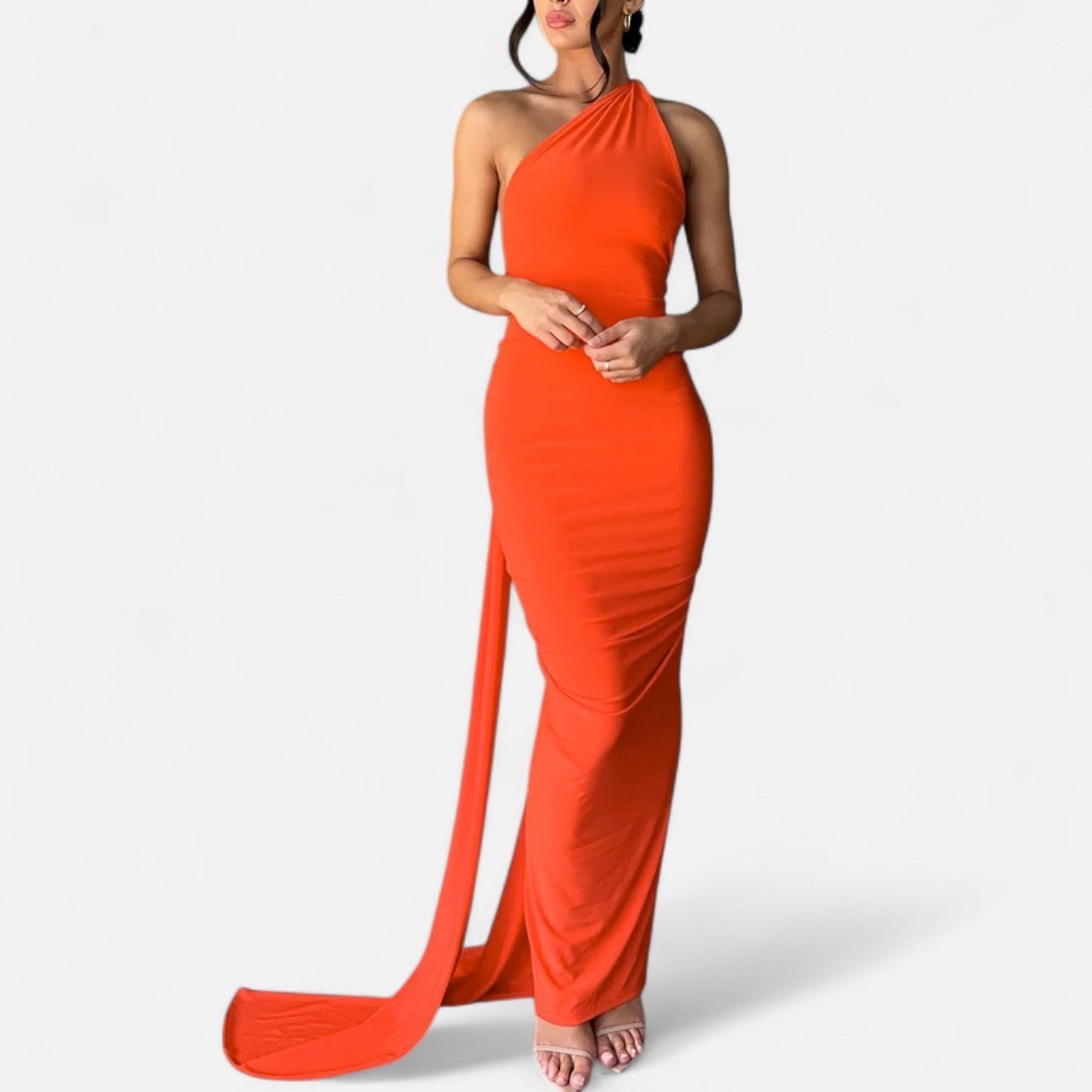 Damen Neckholder Maxikleid Ein Schulter Sommerkleid