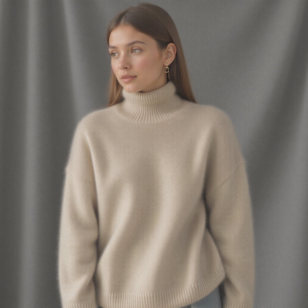 Damen Rollkragenpullover Oversized Warm aus Wolle