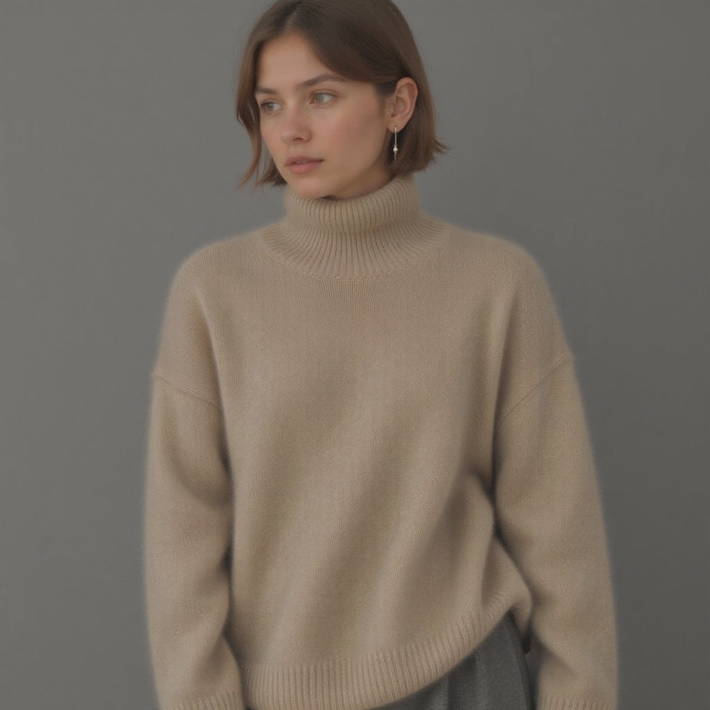 Damen Rollkragenpullover Oversized Warm aus Wolle