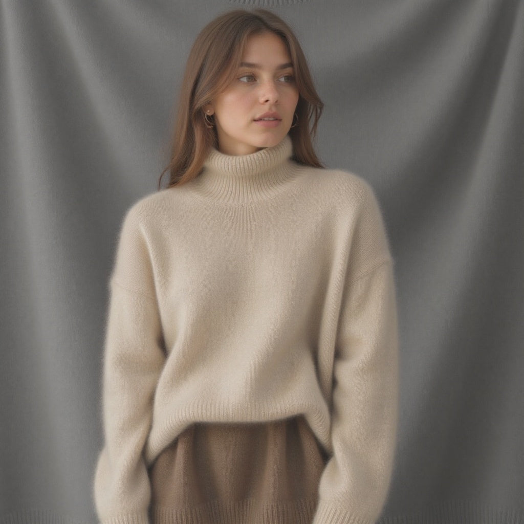 Damen Rollkragenpullover Oversized Warm aus Wolle
