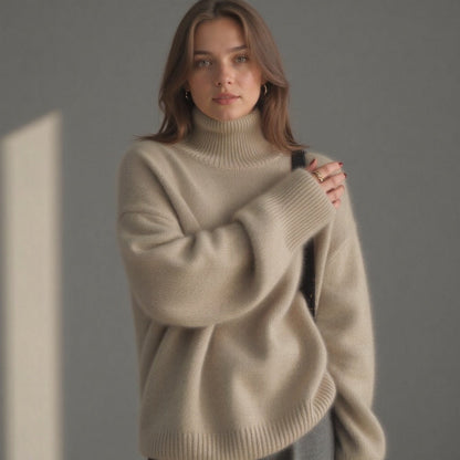 Damen Rollkragenpullover Oversized Warm aus Wolle