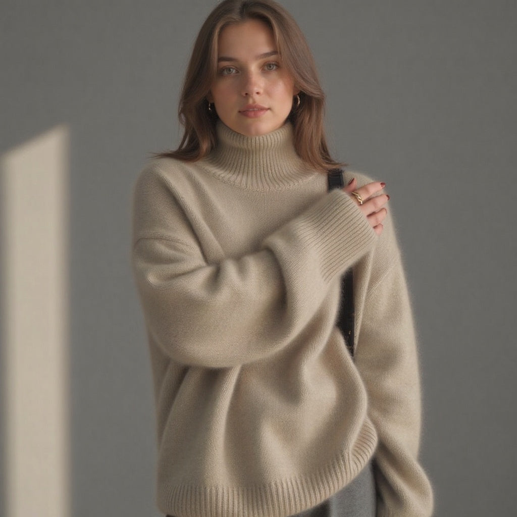 Damen Rollkragenpullover Oversized Warm aus Wolle