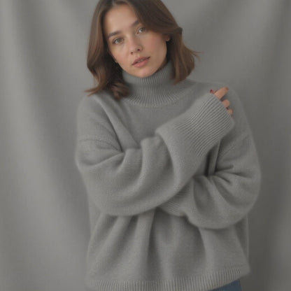 Damen Rollkragenpullover Oversized Warm aus Wolle