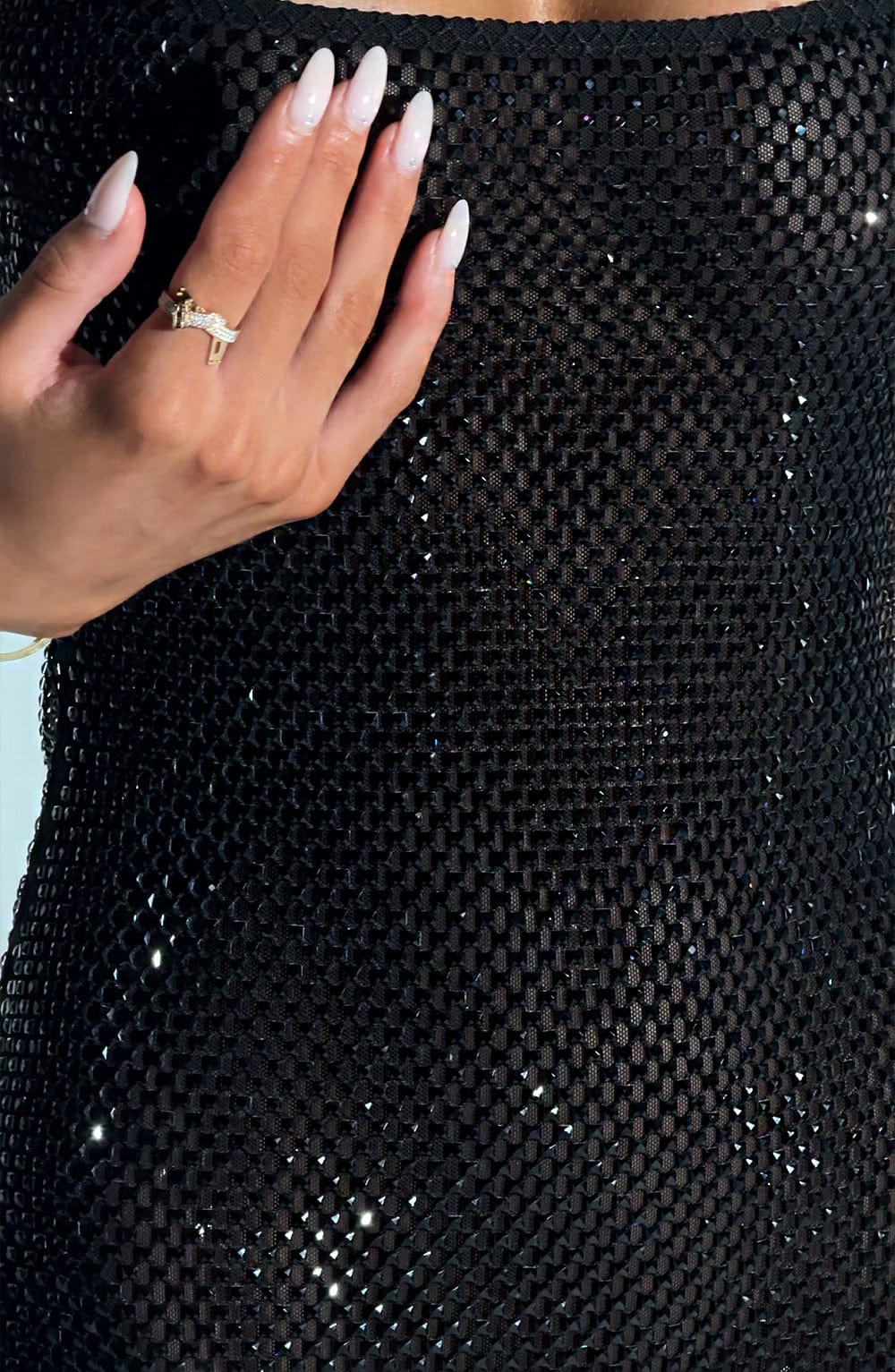 Glitzer Minikleid Damen Partykleid Tiefes Rückenkleid Eckiger
