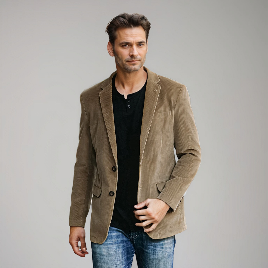 Herren Blazer Braun Cord Elegant Klassisch
