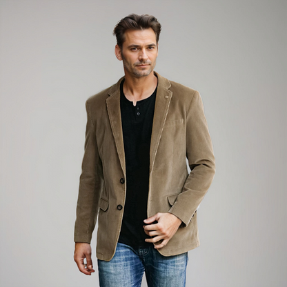 Herren Blazer Braun Cord Elegant Klassisch