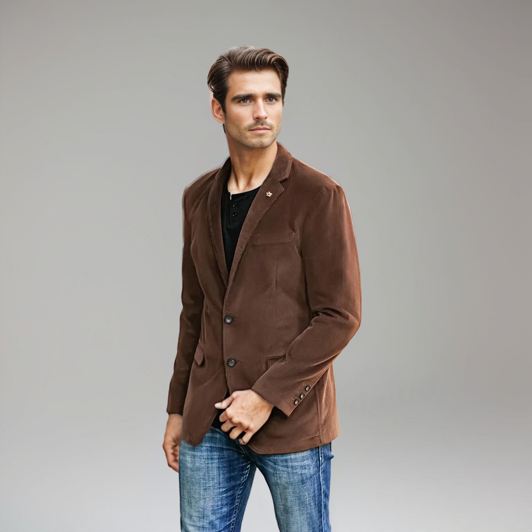 Herren Blazer Braun Cord Elegant Klassisch