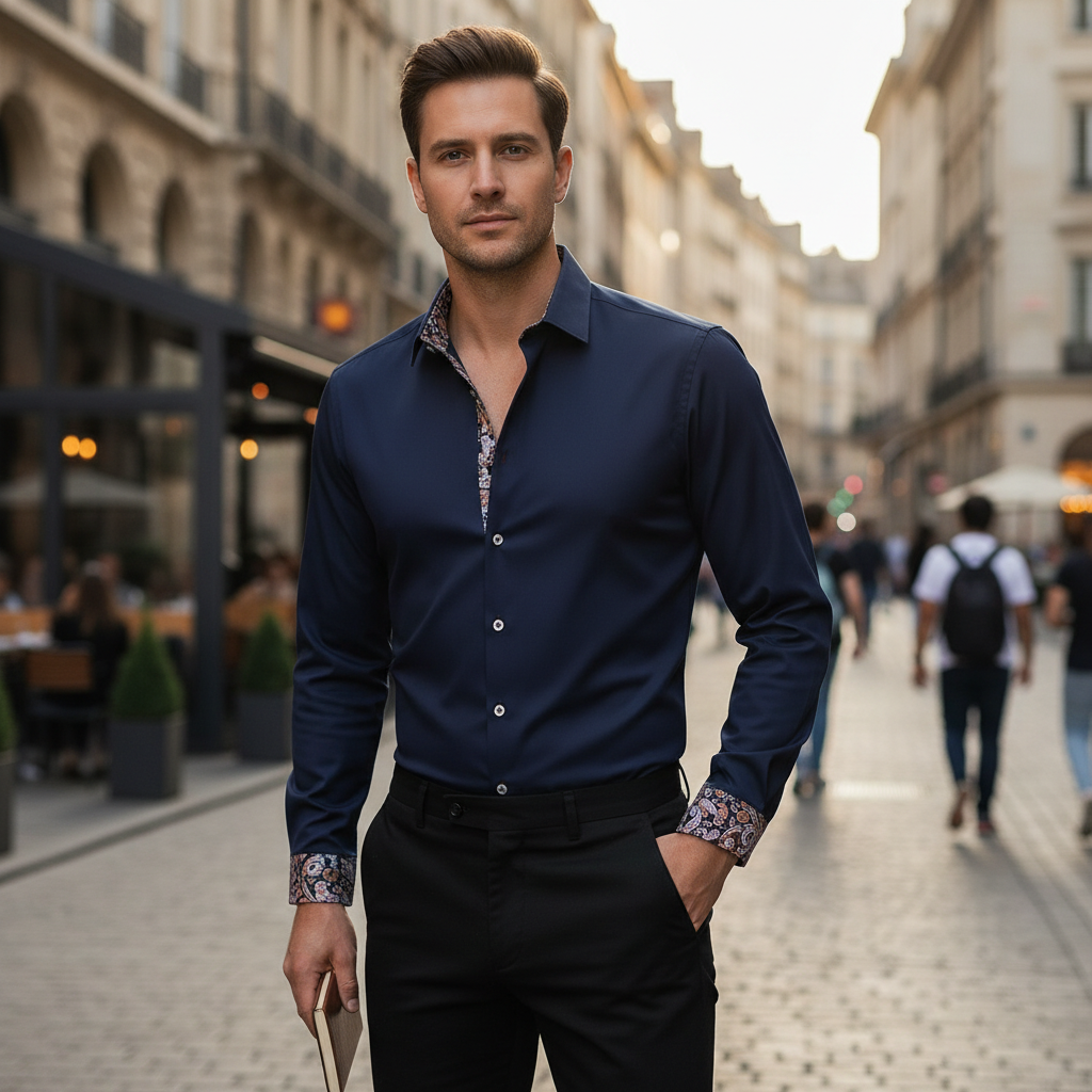 Herren Langarmhemd SlimFit Elegantes Design
