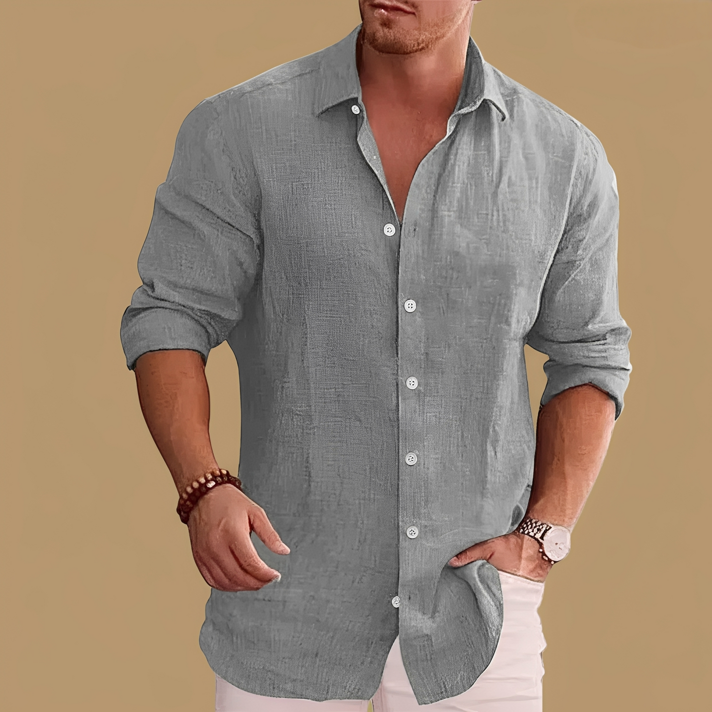 Herren Langarmhemd Slim Fit Modern
