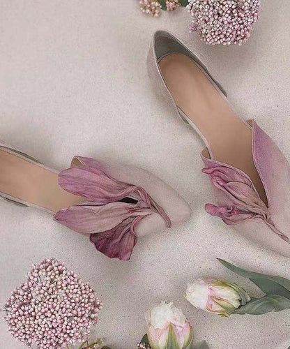 Damen Ballerinas Spitze Handgemacht Rosenblüten