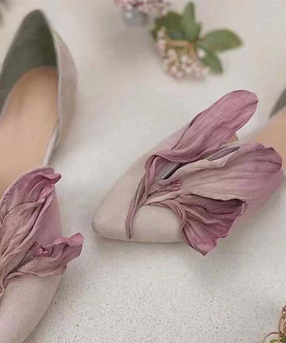 Damen Ballerinas Spitze Handgemacht Rosenblüten