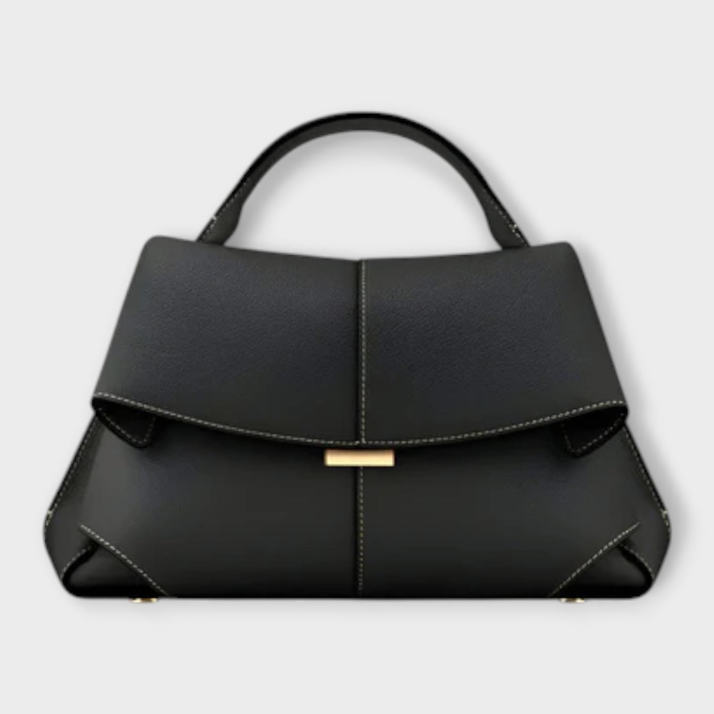 Damen Handtasche Leder mit Griff Schwarz - Norvielle