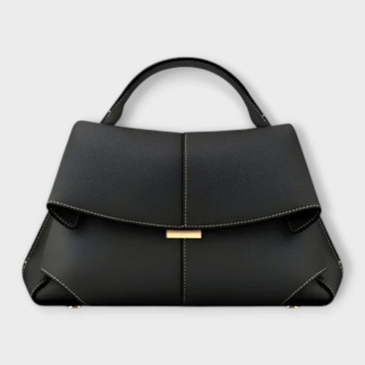 Damen Handtasche Leder mit Griff Schwarz - Norvielle