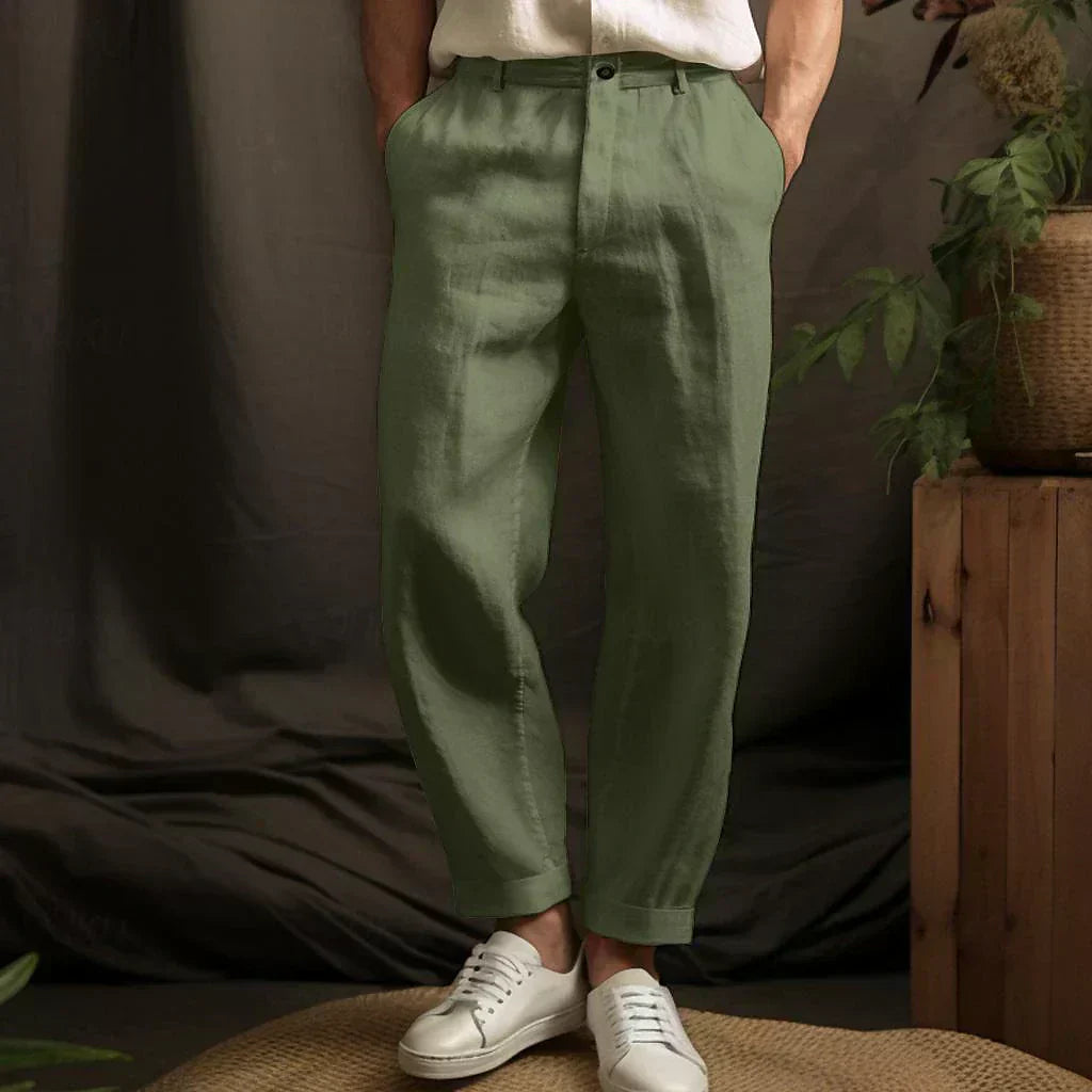 Herren Leinenhose Locker Passform Sommer