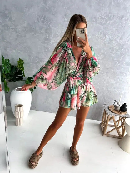 Rotes Damen-Sommerkleid Playsuit - Norvielle
