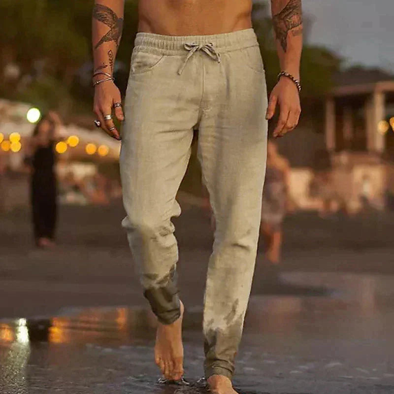 Herren Leinenhose Leicht Sommer Beige - Norvielle