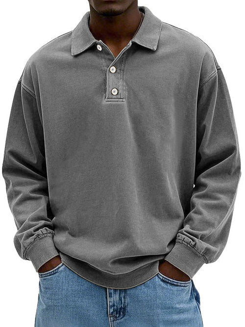 Herren Langarm Polo Sweatshirt Bequem