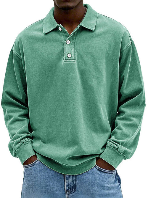 Herren Langarm Polo Sweatshirt Bequem