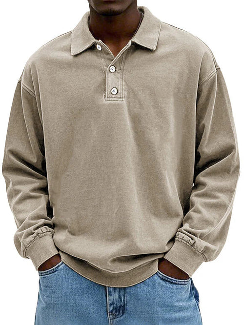 Herren Langarm Polo Sweatshirt Bequem