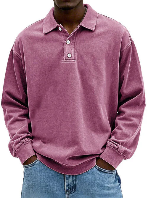 Herren Langarm Polo Sweatshirt Bequem