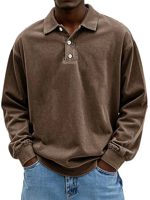 Herren Langarm Polo Sweatshirt Bequem