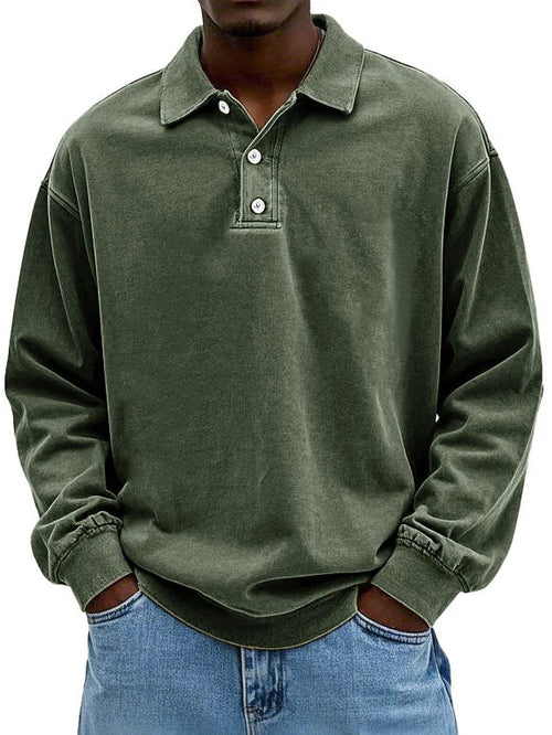 Herren Langarm Polo Sweatshirt Bequem