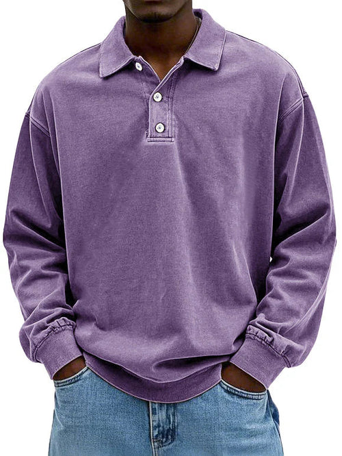 Herren Langarm Polo Sweatshirt Bequem