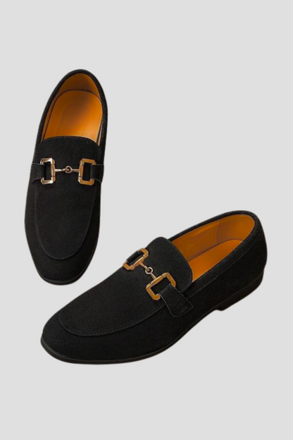 Herren Loafers aus Wildleder mit Schnürung Elegant Schwarz - Norvielle