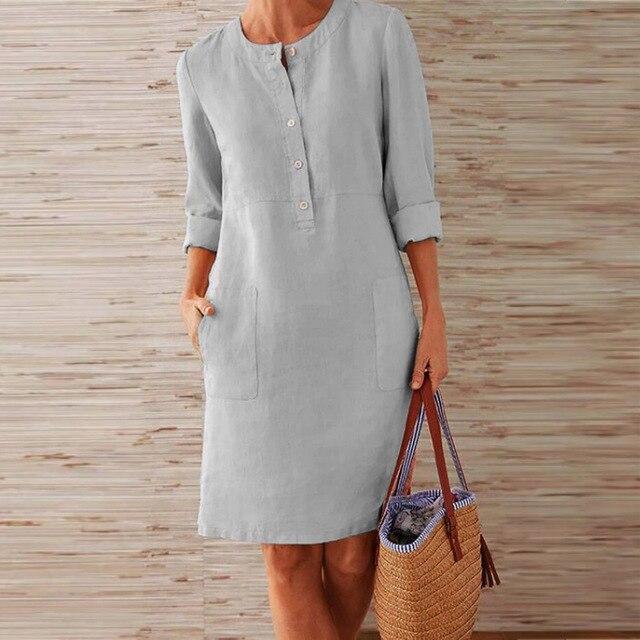Damenkleid Langärmlig Baumwolle Sommerkleid