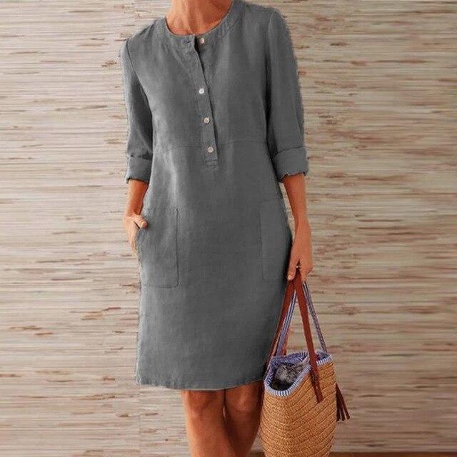 Damenkleid Langärmlig Baumwolle Sommerkleid