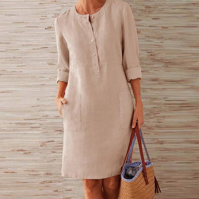 Damenkleid Langärmlig Baumwolle Sommerkleid