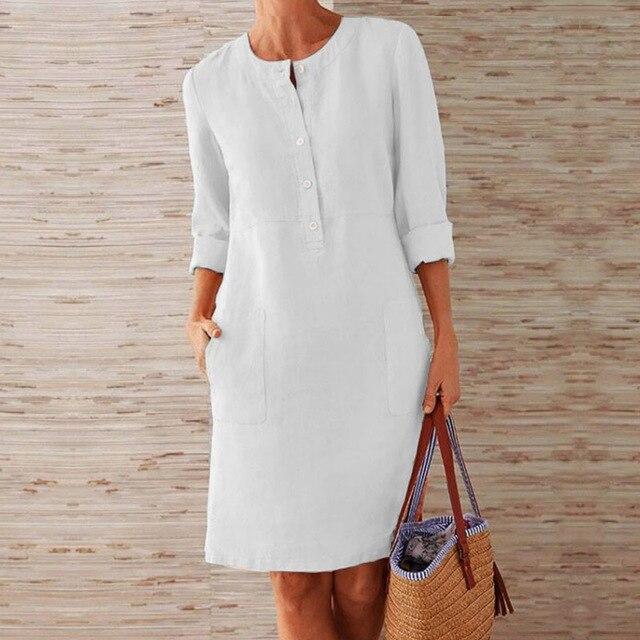 Damenkleid Langärmlig Baumwolle Sommerkleid