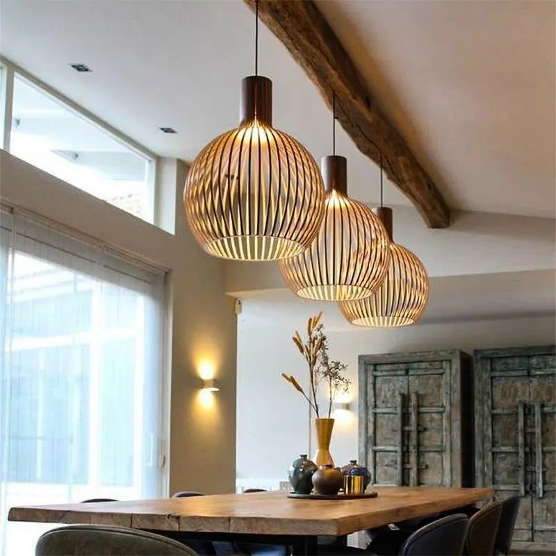 Holz Pendelleuchte Handgefertigt Modern - Norvielle
