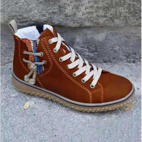Damen Leder Schnürschuhe Vintage Stil
