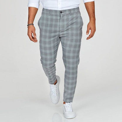 Herren Slim-Fit-Hose Karomuster Elegant