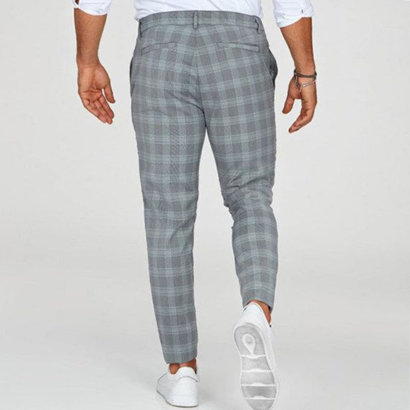 Herren Slim-Fit-Hose Karomuster Elegant