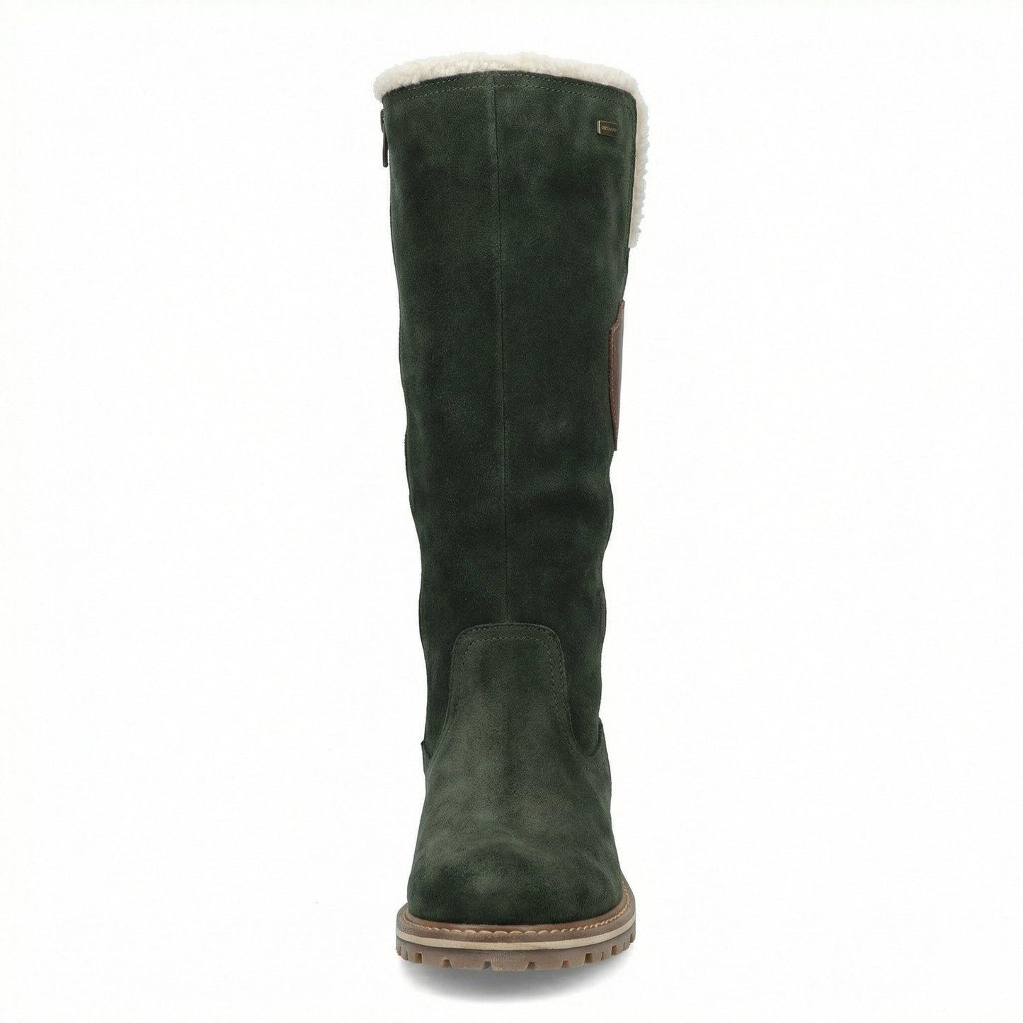 Damen Plattformstiefel Vintage Stil Leder Braun