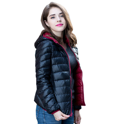 Damen Wende-Daunenjacke Leicht Warm Wasserdicht