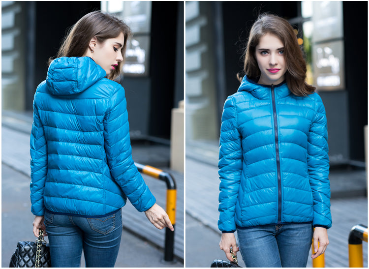 Damen Wende-Daunenjacke Leicht Warm Wasserdicht