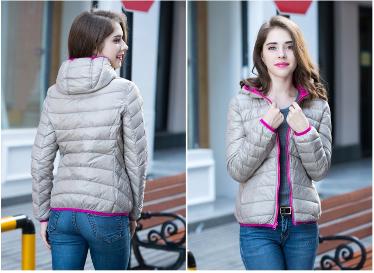 Damen Wende-Daunenjacke Leicht Warm Wasserdicht
