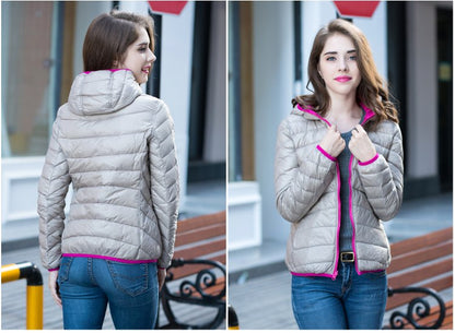 Damen Wende-Daunenjacke Leicht Warm Wasserdicht