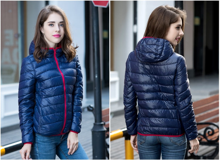 Damen Wende-Daunenjacke Leicht Warm Wasserdicht