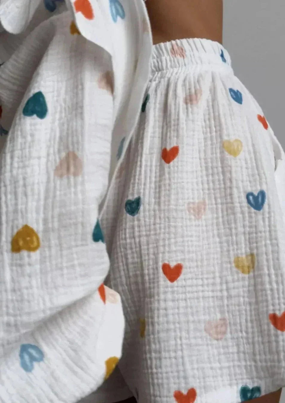 Herz-Print Damen Zweiteiler Sommeroutfit