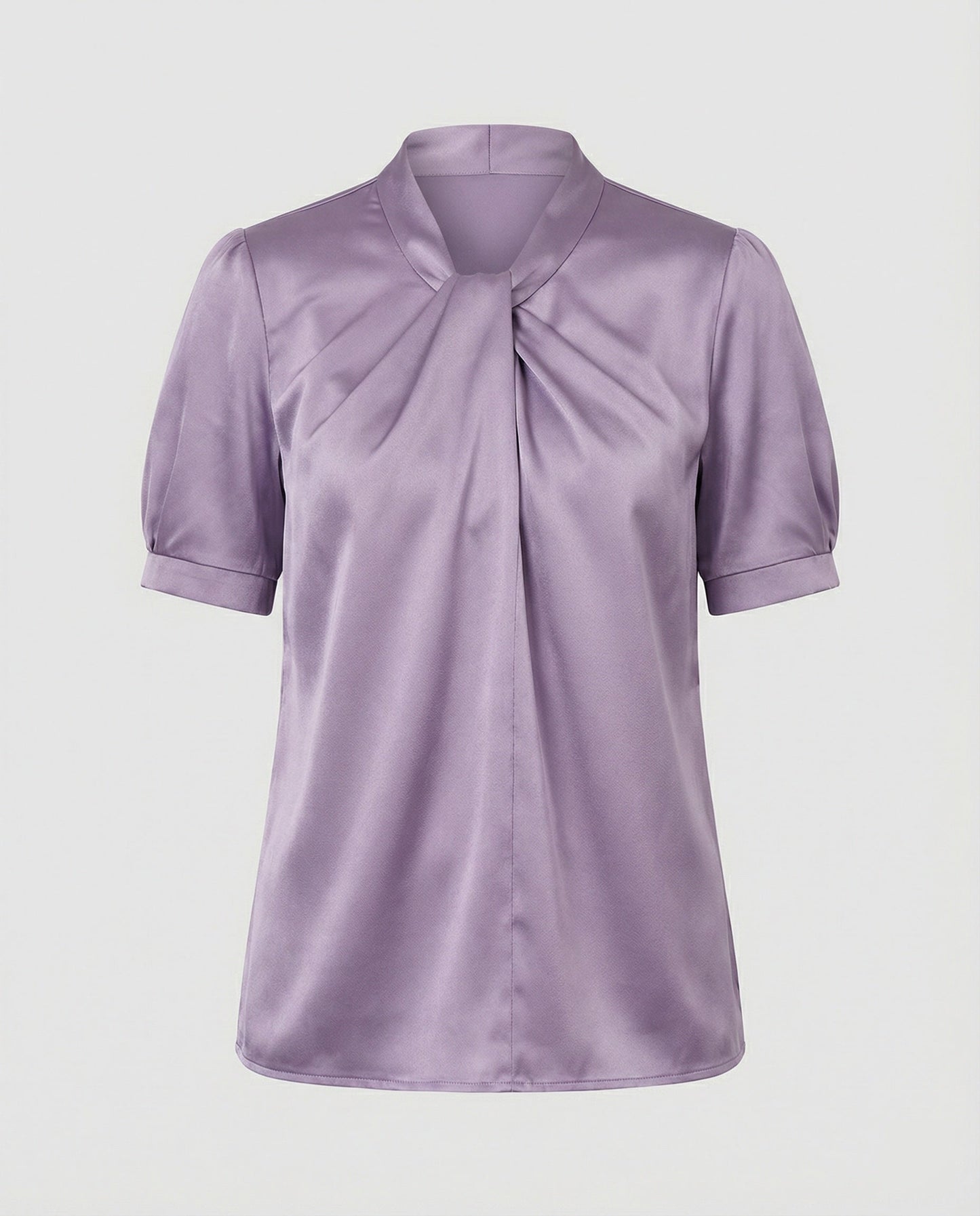 Damen Satin Bluse mit Krawattenkragen Elegant